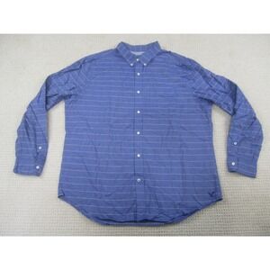 American Eagle Shirt Mens XL Blue Striped Button Down Athletic‎ Fit Long Sleeve